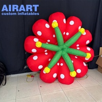 Fleur géante gonflable rouge à pois, avec éclairage LED, modèle floral gonflable pour scène et festival de musique