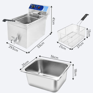 Equipo de freidora de patatas fritas de acero inoxidable, freidoras profundas de mesa, máquina freidora eléctrica comercial con Control de temperatura de donas de <span class=keywords><strong>pollo</strong></span> - Product Image 4
