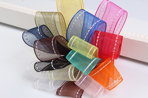 Nastro in Organza di Poliestere Bianco a Doppia Faccia con Punti Salto, Larghezza 2,5 CM, Pronto per la Consegna, per Decorazioni Regalo - Product Image 2