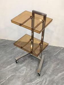 Hairdressing and perming cart, simple stainless steel acrylic anti-dye cream <b>tool</b> cart, foldable beauty salon <b>trolley</b> - Product Image 2