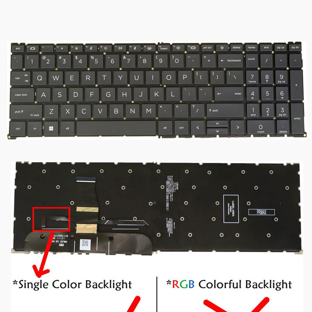 Laptop Replacement Keyboard for HP ZBook Fury 16 G9 / G10 / G11 Mobile Workstation, White-Backlit, Black (US English Layout)