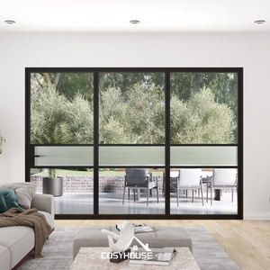 Cloison de séparation de pièce moderne en acier avec cadre en verre de style loft industriel, grille noire, extérieur, antivol, appartement, bureau - Product Image 6