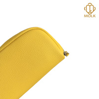Trousse de toilette en cuir pleine fleur pour femme, étui à cosmétiques grainé avec poignée de transport et fermeture éclair