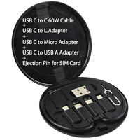 Kit de câbles de voyage portable 5-en-1 : Adaptateur universel pour téléphone, boîtier de charge rapide avec broche d'éjection