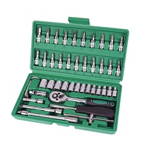 Jeu de Clés à Douilles à Cliquet 46 Pièces Robuste Outils à Main pour Réparation Automobile