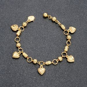 Bracelets à breloques en laiton plaqué or 24 carats en forme de cœur, design tendance, vente chaude JXX, bijoux pour femmes, bracelet en cuivre - Product Image 2