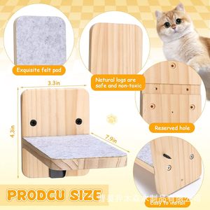 Escalera de pared de madera para gatos con rascador para gatos medianos, diseño antideslizante, mesa de descanso para mascotas en casa - Product Image 5