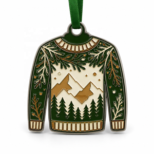 Ornamento Natalizio all'Ingrosso a Forma di Albero Sempreverde con <span class=keywords><strong>Campane</strong></span>, Stile Lavorato a Maglia, in Metallo Argentato, Regalo Smaltato, Personalizzabile - Product Image 1