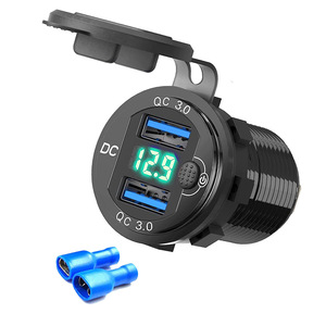 Dual Usb Car Charger 12-24V Qc 3.0 Fast Charging With Digital Voltage Display For Cars - Product Image 2
