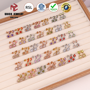 Orecchini a lobo in acciaio inossidabile con zirconi, anallergici, impermeabili, alla moda, gioielli di lusso da donna - Product Image 1