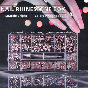 Set di Strass 3D in Plastica di Lusso per Nail Art con Cristalli Scintillanti, Colori AB Misti, Forme e Decorazioni a <span class=keywords><strong>Diamante</strong></span> - Product Image 1