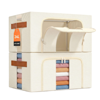 Boîtes de rangement pliables en tissu avec support métallique grande capacité pour organisation de placards et armoires – Direct Usine