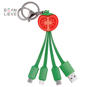 สายชาร์จ3 in 1รูปมะเขือเทศน่ารักพวงกุญแจแบบพกพา<span class=keywords><strong>3D</strong></span> 2.4A พีวีซีมะเขือเทศสายชาร์จ USB สำหรับ <span class=keywords><strong>iPhone</strong></span> - Product Image 1