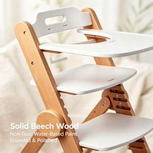 Chaise haute bébé pliable en bois à hauteur réglable avec repose-pieds, moderne, pour la maison et le salon, écologique et durable, pour repas des tout-petits - Product Image 4