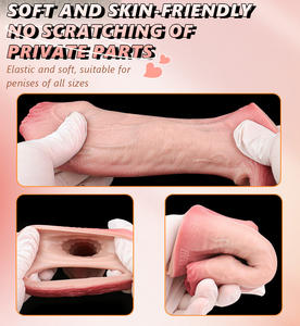 FAAK-Manchon réaliste pour pénis, préservatif élastique et creux, en silicone souple pour agrandissement du pénis, jouets sexuels pour couples et adultes, vente en gros - Product Image 6