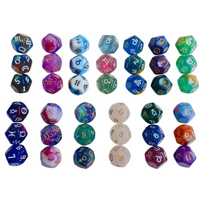 Dado a 12 facce multicolore con simbolo della costellazione, angoli arrotondati, D12, per giochi di lancio e sorteggio fortuna - Product Image 2