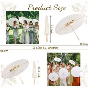 ร่มกระดาษสีขาวสไตล์โบฮีเมียนวินเทจ ขนาด 60/80 ซม. ร่มกันแดดแบบใช้มือทำจากกระดาษเคลือบน้ำมัน สำหรับถ่ายภาพ งานแต่งงาน งานเลี้ยงธีมเรียบง่าย - Product Image 3