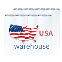 Vasos de acero inoxidable de doble pared para beber, taza de metal de 20 oz, blanco, blanco, sublimación, almacén de EE. UU., envío rápido