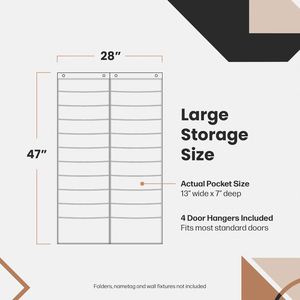 20-Pocket Black <b>File</b> Pocket Chart, Over Door Hanging Organizer for <b>Files</b> & Magazines, Wall Storage for Classroom Office Home - Product Image 3