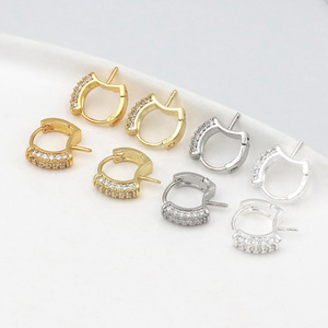 DIY Fashion Earrings, Pearl Holder Ear Clips, Micro-set Zircon, 18K Gold Plating, Color Retention, Semi-perforated Pearl Holder - Product Image 1