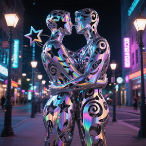 Su misura su larga scala in acciaio inossidabile sculture di amanti del paesaggio urbano moderno <span class=keywords><strong>segni</strong></span> di giardino in acciaio inox coppie statue - Product Image 3