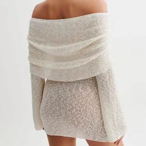 เดรสไหมพรมแขนยาวแบบลำลองสีตามสั่ง ทรงเข้ารูปเอวสูง กระโปรงสั้นเซ็กซี่ เหมาะสำหรับใส่ในชีวิตประจำวัน - Product Image 2