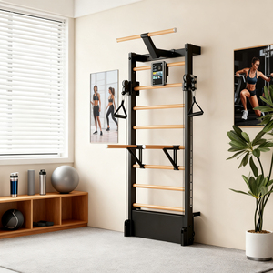 Barra de Dominadas Multifuncional con Marco de Madera de Roble para Entrenamiento Físico Completo, Características para Gimnasio en Casa - 13 Meses de Garantía, Certificación CE - Product Image 1