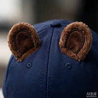 Gorra de Béisbol Deportiva de 6 Paneles con Diseño de Osito para Niños, Primavera/Verano, Poliéster/Algodón