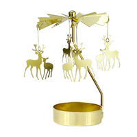 Décor à la maison noël décoratif minimaliste métal or argent filature ange carrousel rotatif photophore bougeoirs