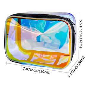 Bolsa de viaje de PVC para artículos de tocador, Maleta de <span class=keywords><strong>maquillaje</strong></span>, bolsas de cosméticos con cremallera, bolsa de PVC <span class=keywords><strong>transparente</strong></span> impermeable holográfica - Product Image 3