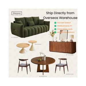 Ensemble de meubles modernes pour salon et salle à manger comprenant un canapé, un fauteuil, une table basse, des chaises rembourrées, un buffet - En stock - Product Image 1