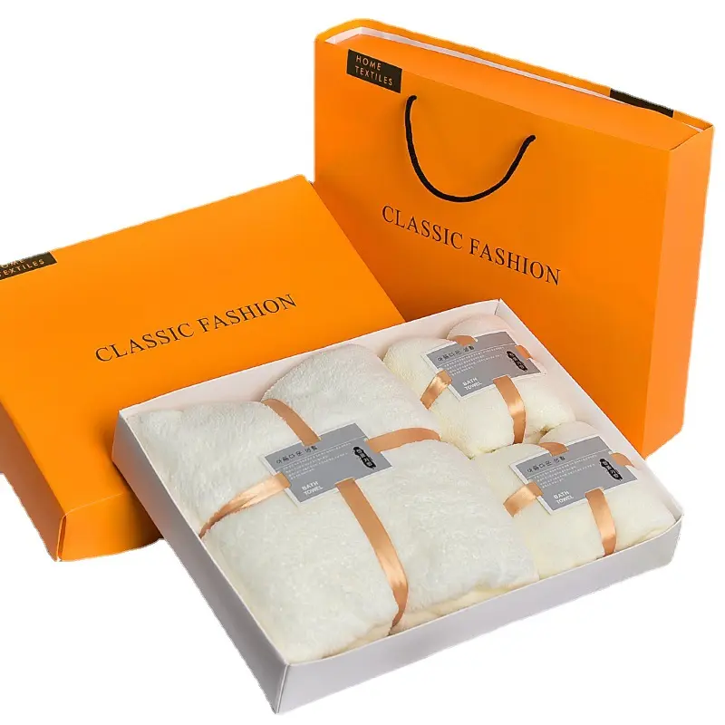 लक्जरी महिलाओं उपहार बॉक्स सुपर नरम आसान सूखी बहु-रंग घरेलू microfiber मूंगा ऊन स्नान तौलिया सेट