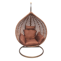 Fauteuil suspendu en rotin en forme d'œuf avec support et coussin, personnalisable, pour l'extérieur et l'intérieur, idéal pour parcs, balcons et patios – Vente en gros