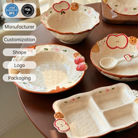 Assiette à fruits décorative en porcelaine, bol à yaourt, ensemble de vaisselle, assiettes cuites à haute température, écologiques, sans plomb ni cadmium