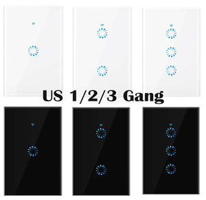 Interruptor de luz bidireccional Control remoto WiFi 1/2/3Gang Interruptor de luz inteligente Tuya estándar de EE. UU. Material de vidrio de 2 vías 50/60HZ - Product Image 5
