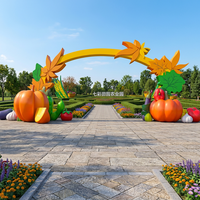 Arche gonflable citrouille, décoration végétale d'automne, arche gonflable cocotier, présentoir d'entrée pour événements