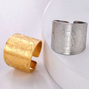 Bague Myshape Tetragrammaton, Amulette Pentagramme, Bague Pentacle, le Nom du Dieu Ancien, Acier Inoxydable, Bijoux Wiccan de <span class=keywords><strong>Salomon</strong></span> - Product Image 6