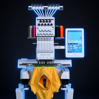 Machine à broder informatisée PROMEB 9/12/15 aiguilles, tête simple, 200x360mm, 1200 tr/min, pour usage domestique, avec moteur à roulement pour casquettes et chapeaux