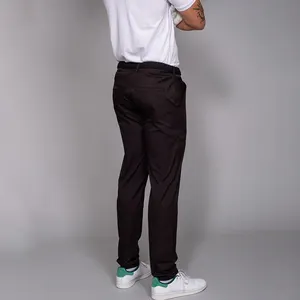 Custom Logo Cotton Trouser Men's Golf Pants Classic Straight Fit With Slanted Side Pockets 2 Back Pockets Casual Golf Pants
