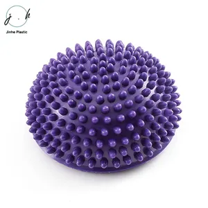 Bola pijat Spiky kebugaran Yoga setengah plastik PVC Gym multiwarna kustom Logo grosir pemijat punggung