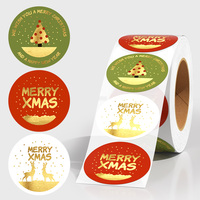 Feuilles d'étiquettes rondes personnalisées pour les fêtes de Noël, autocollants en carton pour Noël, autocollants décoratifs pour le réveillon