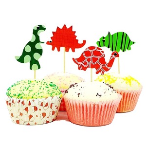 Cartone animato animale torta Topper decorazione Cupcake Toppers frutta stuzzicadenti in legno per bambini <span class=keywords><strong>festa</strong></span> di <span class=keywords><strong>compleanno</strong></span> Set - Product Image 3