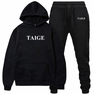 Custom Logo Cheap Winter Plain Wholesale Cotton <strong>Pullover</strong> Men's Hoodie Set - Product Image 1