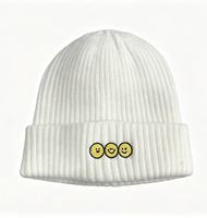 Bonnet 100% Acrylique Chaud et Doux, Tricoté Côtelé Jacquard, Motif Personnage de Dessin Animé, Triple Broderie pour le Visage, Adorable pour le Quotidien, Hiver