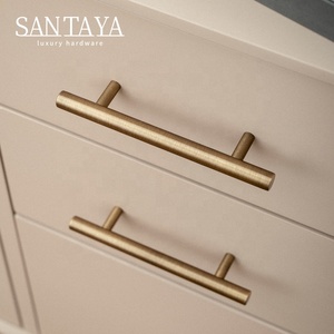 Santaya <strong>Antique</strong> Brass Solid T Bar Cabinet Minimalist Long Handles Bronze Kitchen Cabinet Pulls Dresser <strong>Drawer</strong> <strong>Knobs</strong> - Product Image 6