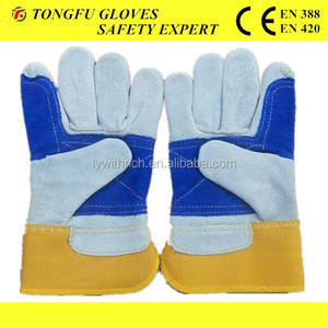 Guantes de trabajo de cuero de vaca duraderos y resistentes Guantes de soldadura protectores de cuero dividido de doble palma para aplicaciones de limpieza - Product Image 6