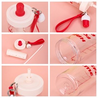 Design créatif pour adultes, randonnée en plein air, gobelets à eau réutilisables en plastique transparent, couvercles, pailles, bouteille d'eau pour enfants