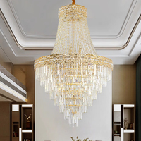Lustres en cristal contemporains pour plafonds, lampes suspendues à haut plafond de luxe