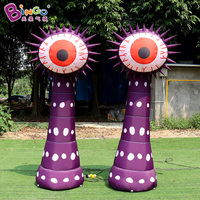 Ballons gonflables personnalisés en forme d'yeux effrayants, yeux géants lumineux LED pour décoration de fête d'Halloween en extérieur