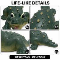 Jouet animal marin crocodile en PVC écologique vert 14,5x9x5cm - Décoration de bureau éducative pour enfants 3 ans et plus, unisexe